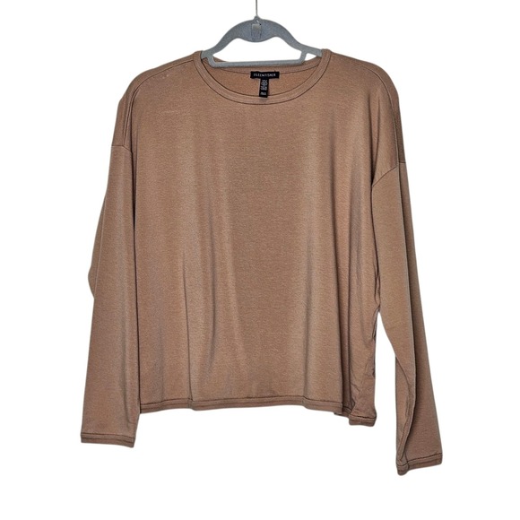 Eileen Fisher Organic Cotton Tencel Knit Top Crew Neck Sweater Neutral Fall 2024 - Picture 1 of 8